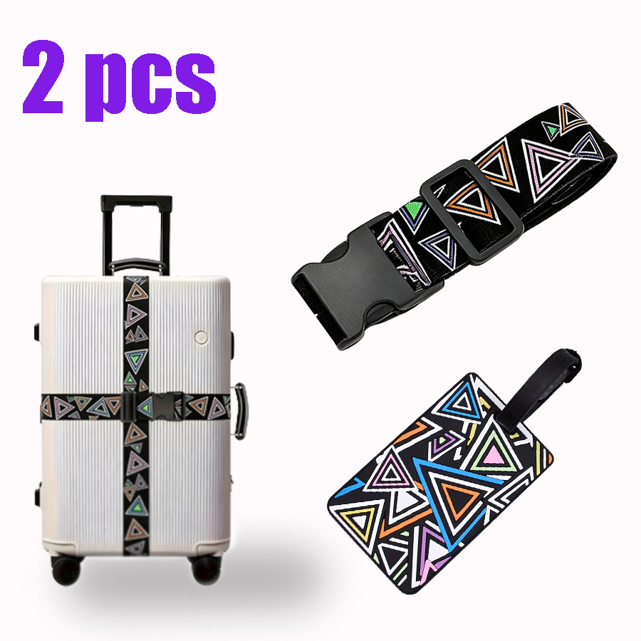 Travel Accessories Gift Set - 검은 배경에 화려한 삼각형 무늬가 있는