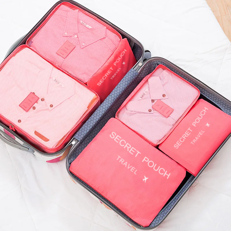 6 개/대 핑크/블루/그레이 여행용 수납 가방 대용량  - Travel Accessories Organiser 리뷰 및 가격