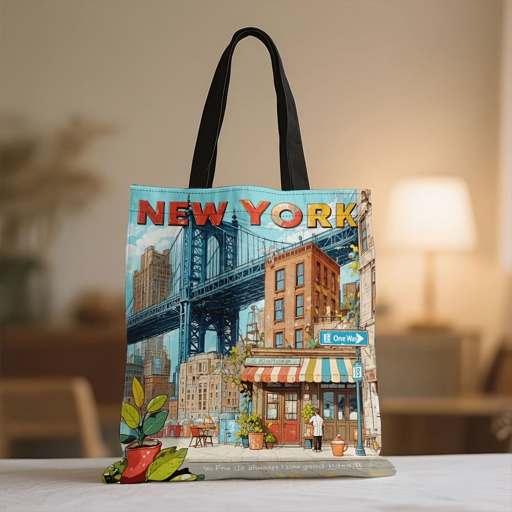 1pc 토트백 아름다운 뉴욕시 전망 다채로운 만화 쇼핑 - Travel Accessories New York 리뷰 및 가격