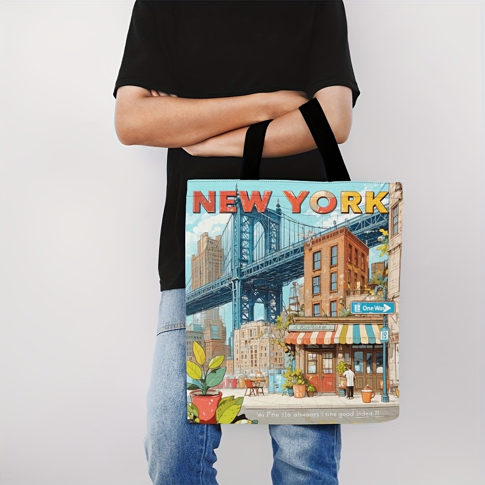 1pc 토트백 아름다운 뉴욕시 전망 다채로운 만화 쇼핑 - Travel Accessories New York 리뷰 및 가격