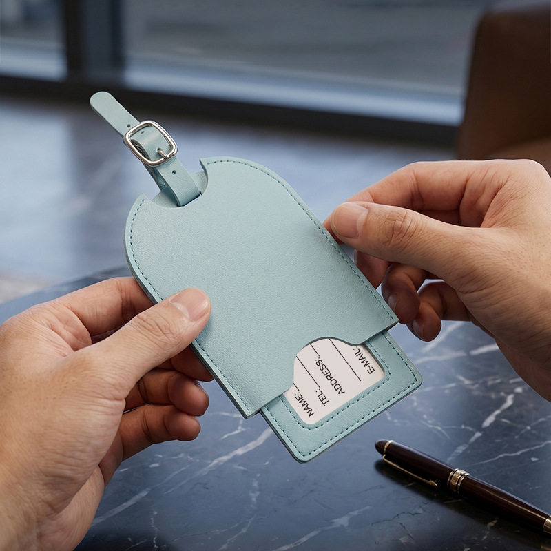 남성 여성 PU 가죽 귀여운 수하물 태그 여행 가방 주 - Travel Accessories Name 리뷰 및 가격