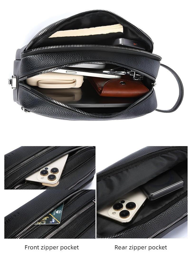 빈티지 남성용 핸드 클러치 백, 다층 지퍼 수납공간,  - Travel Accessories Bag For Men 리뷰 및 가격