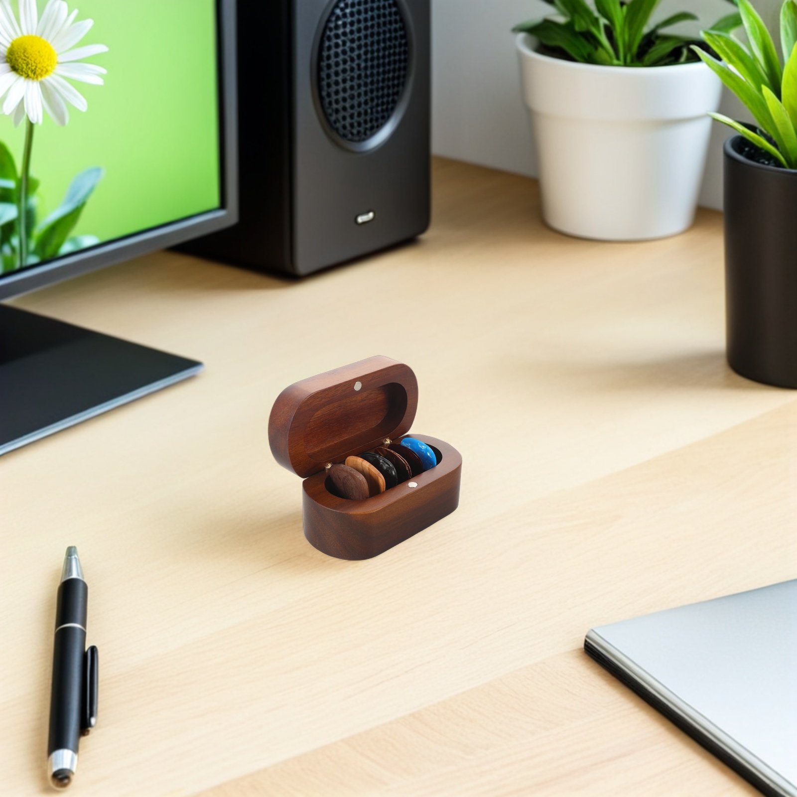 1세트 기타 피크 보관함, 10개의 나무 피크 포함,  - Travel Accessories Holder 리뷰 및 가격