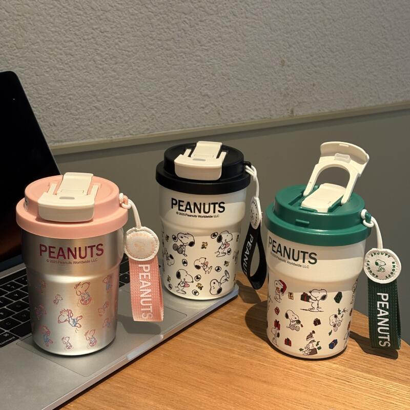 귀여운 만화 스누피 보온컵 휴대용 커피 머그 가벼운 방 - Travel Accessories Bottles 리뷰 및 가격