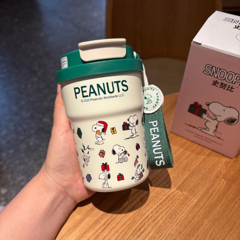 귀여운 만화 스누피 보온컵 휴대용 커피 머그 가벼운 방 - Travel Accessories Bottles 리뷰 및 가격